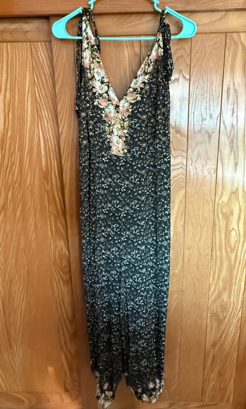 Free People Intimately Floral Lace Trim Jumpsuit Deep, Small